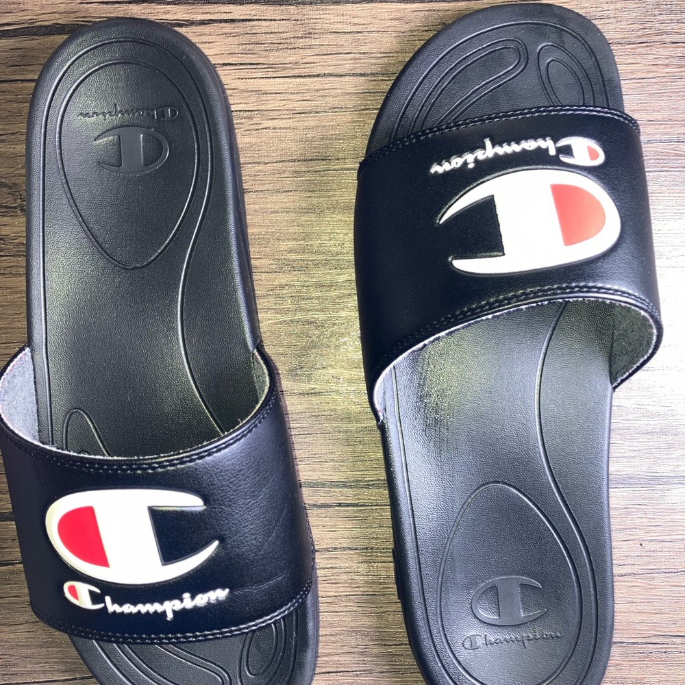 Champion Black and Red Slide Sandals